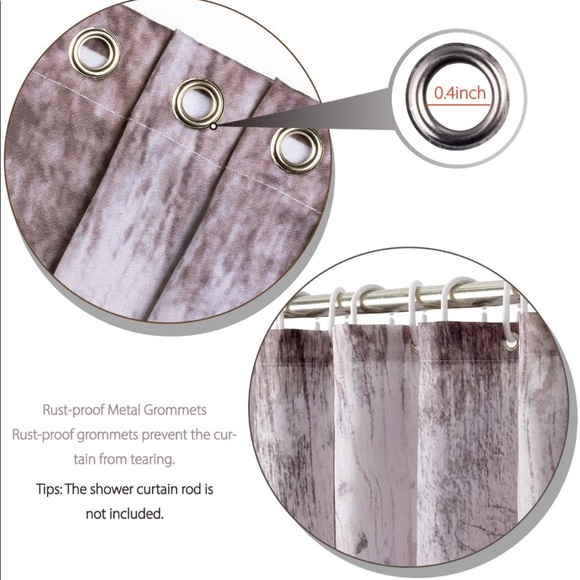 HNB Vintage Wood American Map Star Flag Shower Curtain Waterproof. - Picture 4 of 7